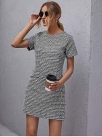 Zip Back Tweed Dress