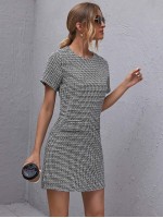 Zip Back Tweed Dress