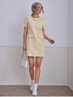 Zip Back Tweed Dress