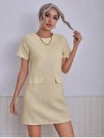 Zip Back Tweed Dress