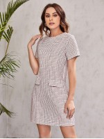 Zip Back Tweed Dress