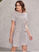 Zip Back Tweed Dress