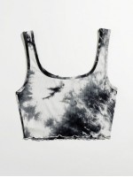 Notched Neck Tie Dye Tank Top