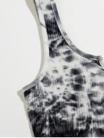 Notched Neck Tie Dye Tank Top