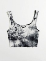 Notched Neck Tie Dye Tank Top