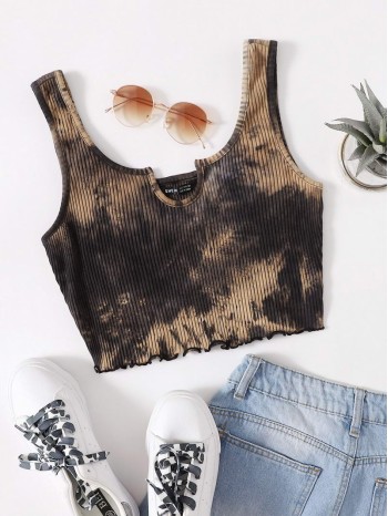 Ribbed Acid Wash Cropped Tank Top