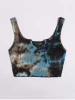 Notched Neck Tie Dye Tank Top