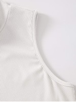 Mock Neck Rib-knit Tank Top Without Necklace