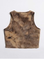 V-Neck Rib-knit Tie Dye Tank Top