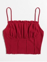 Ruched Ruffled Cropped Cami Top