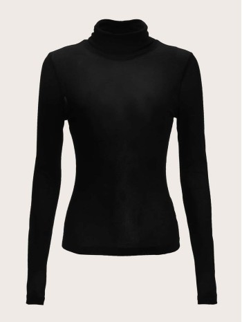 High Neck Form Fitting Mesh Top