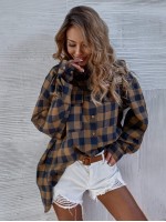 Buffalo Plaid Flap Pocket Oversized Blouse