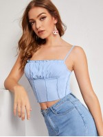 Piping Lettuce-Edge Cropped Cami Top