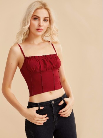 Piping Lettuce-Edge Cropped Cami Top