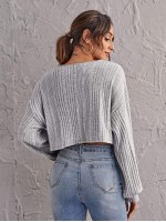 Notch Neck Drop Shoulder Crop Tee