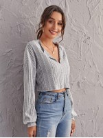 Notch Neck Drop Shoulder Crop Tee