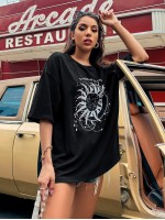 Sun & Letter Graphic Oversized Tee