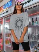 Sun & Letter Graphic Oversized Tee