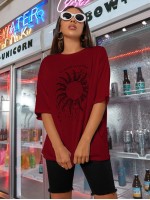 Sun & Letter Graphic Oversized Tee