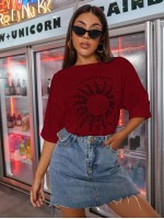 Sun & Letter Graphic Oversized Tee