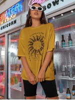 Sun & Letter Graphic Oversized Tee