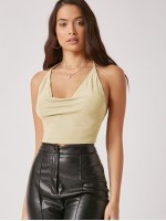 Draped Neck Tied Backless Halter Top