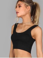 Ribbed Crop Tank Top BLACK