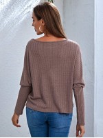 Off Shoulder Rib-knit Solid Top