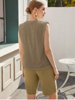 Shoulder Pad Solid Tank Top