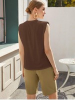 Shoulder Pad Solid Tank Top