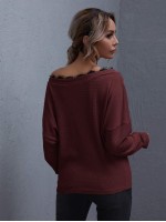 Eyelash Lace Trim Textured Knit Top