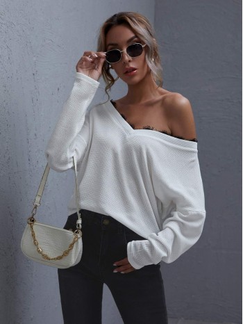 Lace Trim Drop Shoulder Top