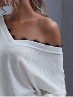 Lace Trim Drop Shoulder Top