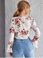 Wrap Tie Side Floral Crop Top