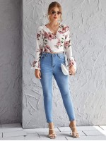 Wrap Tie Side Floral Crop Top