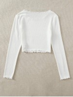 Lettuce Trim Rib-knit Solid Tee