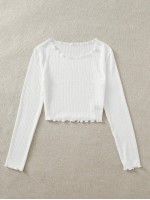 Lettuce Trim Rib-knit Solid Tee