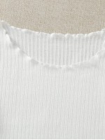 Lettuce Trim Rib-knit Solid Tee