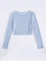 Lettuce Trim Rib-knit Tee