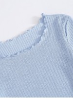 Lettuce Trim Rib-knit Tee