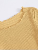 Lettuce Trim Rib-knit Solid Tee