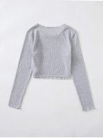 Lettuce Trim Rib-knit Solid Tee