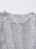 Lettuce Trim Rib-knit Solid Tee