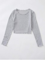 Lettuce Trim Rib-knit Solid Tee