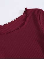 Lettuce Trim Rib-knit Solid Tee