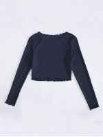 Lettuce Trim Rib-knit Tee