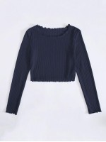 Lettuce Trim Rib-knit Tee