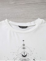 Moon And Slogan Graphic Short Sleeve Tee