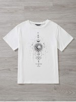 Moon And Slogan Graphic Short Sleeve Tee