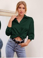 Drop Shoulder Satin Blouse